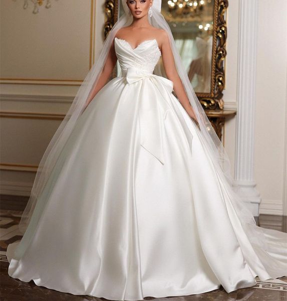 stylish ball gown wedding dresses v neck sleeveless sequins appliques beaded floor length ruffles 3d lace satin bow knot bridal gowns plus, White
stylish ball gown wedding dresses v neck sleeveless sequins appliques beaded floor length ruffles 3d lace satin bow knot bridal gowns plus, White