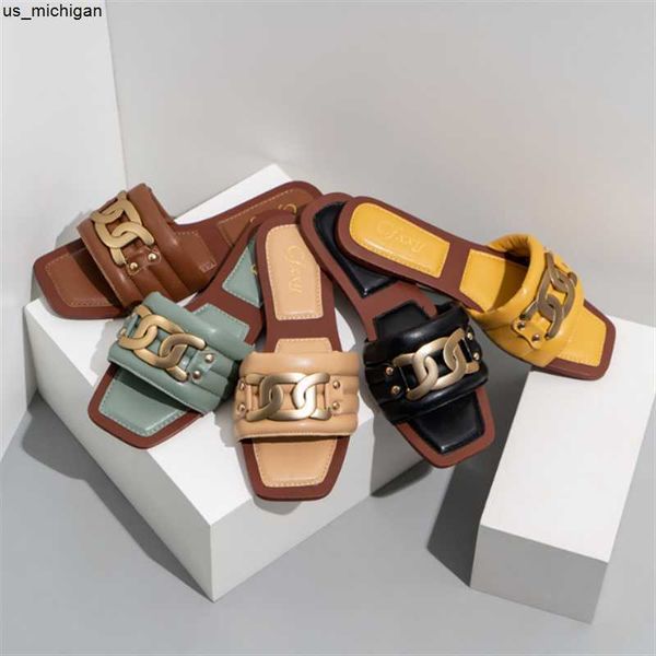 slippers new ladies flip flops 2022 summer slides fashion black metal chain decorated flat round toe women slides female beach shoes j230417
slippers new ladies flip flops 2022 summer slides fashion black metal chain decorated flat round toe women slides female beach shoes j230417