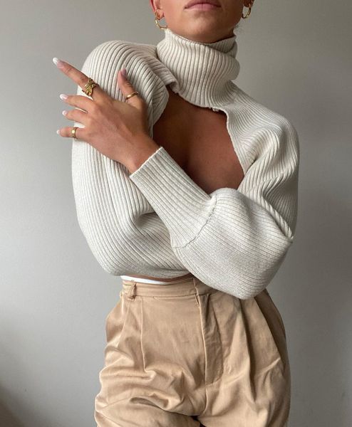 women's t-shirt female sweater solid high collar long puff sleeve knitwear pullover for women apring autumn y2k aesthetic crop halter 2, White
women's t-shirt female sweater solid high collar long puff sleeve knitwear pullover for women apring autumn y2k aesthetic crop halter 2, White