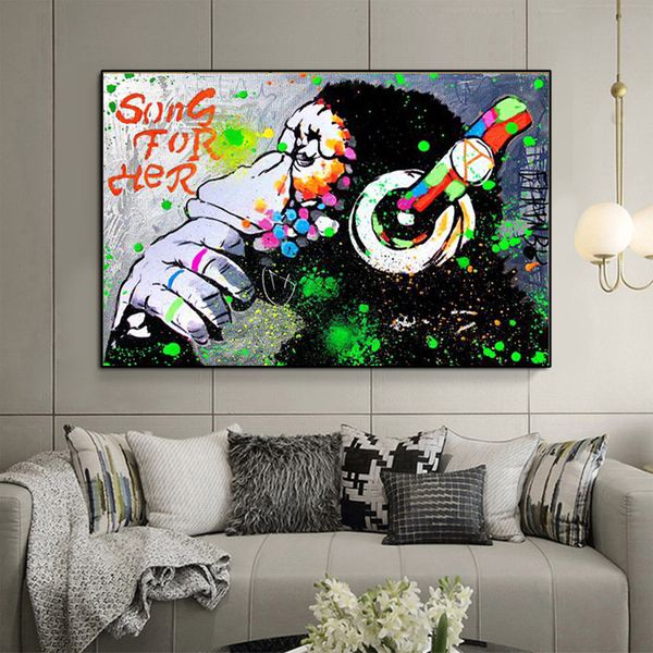 graffiti canvas art posters and print banksy dj monkey canvas paintings on the wall for living room home decoration pictures
graffiti canvas art posters and print banksy dj monkey canvas paintings on the wall for living room home decoration pictures