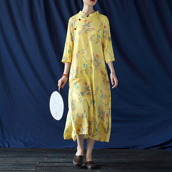 dresses johnature women chinese style stand dress print floral cotton linen cheongsam 2020 fall vintage seven sleeve female aline dress, Black;gray
dresses johnature women chinese style stand dress print floral cotton linen cheongsam 2020 fall vintage seven sleeve female aline dress, Black;gray