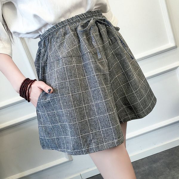 women's shorts summer literary plaid shorts women's plus size loose casual wide-leg pants cotton and linen pants women clothing #s, White;black
women's shorts summer literary plaid shorts women's plus size loose casual wide-leg pants cotton and linen pants women clothing #s, White;black