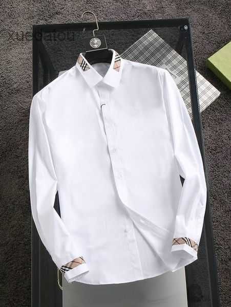 

men's casual shirts designer brand spring summer business office mens dress shirt slim fitted spread collar plaid stripe long sleeve 2, White;black
