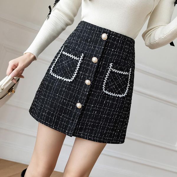 dresses black plaid tweed skirts women high waist zipper pencil mini skirt elegant harajuku vintage woolen skirt pearls buttons m194, White;black
dresses black plaid tweed skirts women high waist zipper pencil mini skirt elegant harajuku vintage woolen skirt pearls buttons m194, White;black