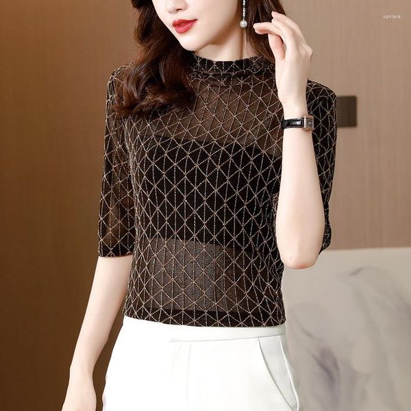 t-shirt t summer plaid shiny diamonds short shirt sleeve club turtleneck perspective t-shirt thin tight tee, White
t-shirt t summer plaid shiny diamonds short shirt sleeve club turtleneck perspective t-shirt thin tight tee, White