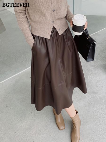 skirts bgteever elegant women pu skirts elastic high waist pockets faux leather a-line skirts female spring autumn 230418, Black
skirts bgteever elegant women pu skirts elastic high waist pockets faux leather a-line skirts female spring autumn 230418, Black