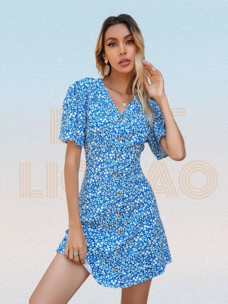 dresses blue printing single breasted chiffon dress women summer 2022 floral short sleeve vneck casual aline dress boho short dress, Black;gray
dresses blue printing single breasted chiffon dress women summer 2022 floral short sleeve vneck casual aline dress boho short dress, Black;gray
