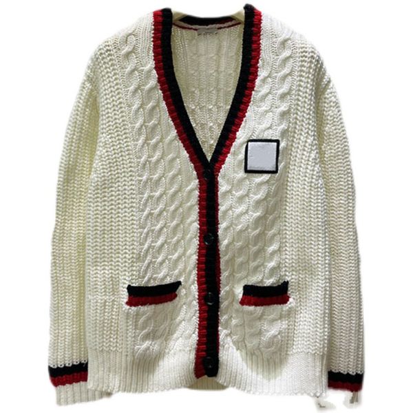 418 2023 summer womens sweater long sleeve cardigan white v neck fashion striped clothes zhen88, White;black
418 2023 summer womens sweater long sleeve cardigan white v neck fashion striped clothes zhen88, White;black
