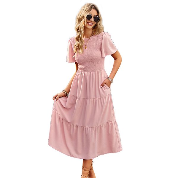 flare short sleeves women's casual dresses vacation crew neck mid-calf midi a-line natural waist ruches panelled bodycon chest ruffles, Black;gray
flare short sleeves women's casual dresses vacation crew neck mid-calf midi a-line natural waist ruches panelled bodycon chest ruffles, Black;gray