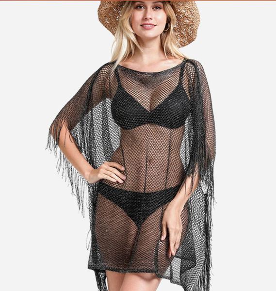 fashion women's mesh swimwear cover up dress tassel fishnet bikini beach blouse plus size black gold silver, White;black
fashion women's mesh swimwear cover up dress tassel fishnet bikini beach blouse plus size black gold silver, White;black