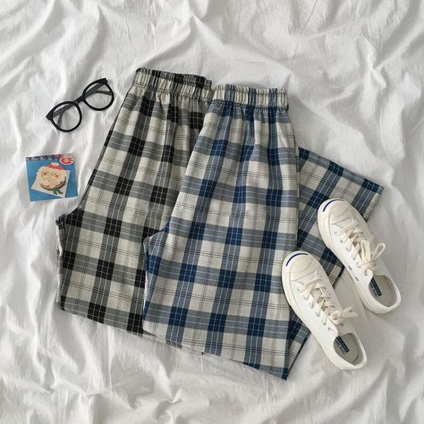 capris jmprs plaid pants women vintage fashion korean style loose wide leg pants female summer black harajuku oversized trousers 2022, Black;white 
capris jmprs plaid pants women vintage fashion korean style loose wide leg pants female summer black harajuku oversized trousers 2022, Black;white