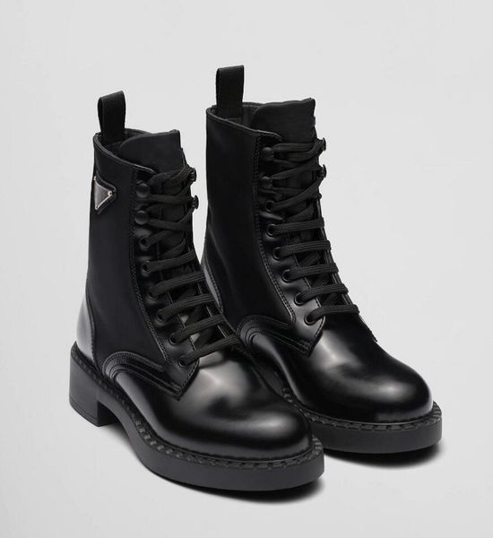 brushed-leather boots ankle boot motorcycle booty winter brand recycled enameled metal triangle re-nylon booties monobloc sole 2023, Black
brushed-leather boots ankle boot motorcycle booty winter brand recycled enameled metal triangle re-nylon booties monobloc sole 2023, Black
