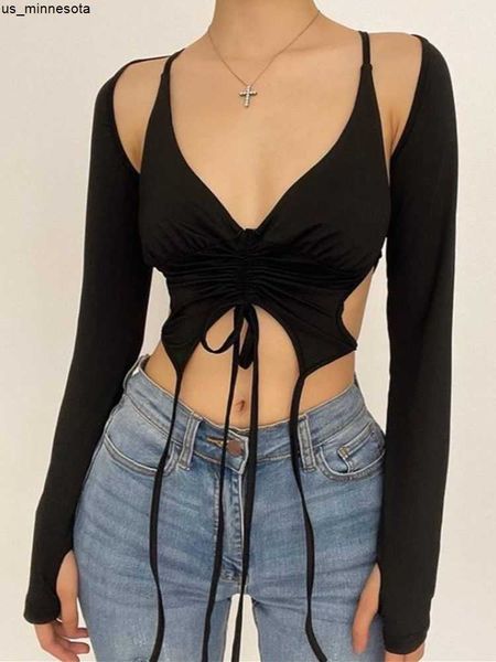 diy tanks camis two piece sets and blouses women summer fall grunge sleeveless halter tie up drstring tank long sleeve crop j230418, Black
diy tanks camis two piece sets and blouses women summer fall grunge sleeveless halter tie up drstring tank long sleeve crop j230418, Black