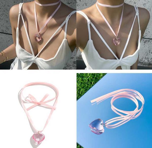 pendant necklaces y2k colorful glass love heart necklace for women goth knotted silk ribbon pendant adjustable short choker necklace wholesa, Silver
pendant necklaces y2k colorful glass love heart necklace for women goth knotted silk ribbon pendant adjustable short choker necklace wholesa, Silver