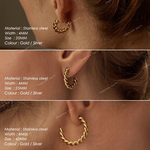 vintage stainless steel hoop earrings for women spiral twist trendy gold color earrings punk jewelry wholesale/dropshipping earringshoop ear, Golden;silver
vintage stainless steel hoop earrings for women spiral twist trendy gold color earrings punk jewelry wholesale/dropshipping earringshoop ear, Golden;silver