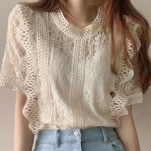 t-shirt chic 2021 women fashion petal sleeve stand collar lace patchwork hollow out slim blouse solid casual stylish shirts, White
t-shirt chic 2021 women fashion petal sleeve stand collar lace patchwork hollow out slim blouse solid casual stylish shirts, White