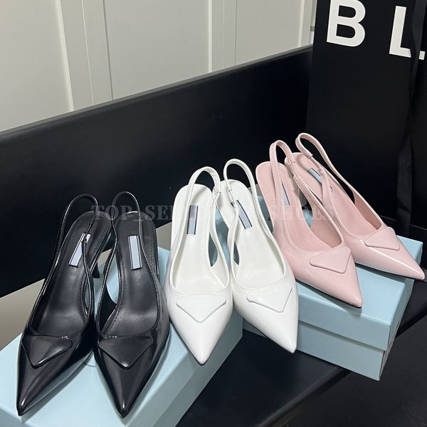 designer sandal brushed leather slingback pumps triangle embellished sandals summer dress shoe 75mm high heels slide, Black
designer sandal brushed leather slingback pumps triangle embellished sandals summer dress shoe 75mm high heels slide, Black