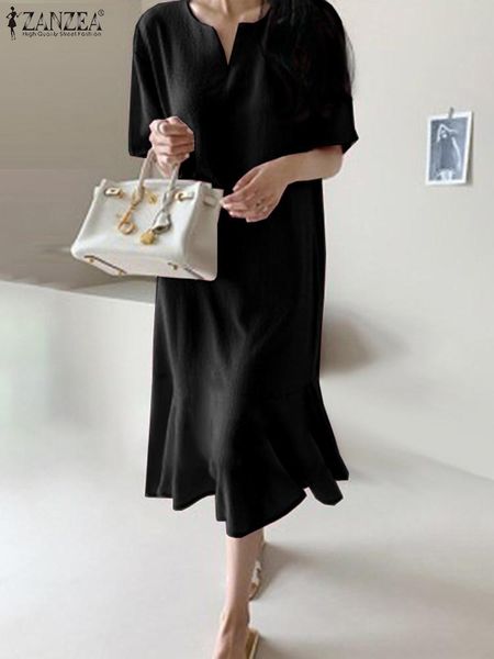 dresses zanzea elegant women summer short sleeve solid midcalf dress casual ol work vestidso kaftan fashion v neck ruffles hem sundress, Black;gray
dresses zanzea elegant women summer short sleeve solid midcalf dress casual ol work vestidso kaftan fashion v neck ruffles hem sundress, Black;gray