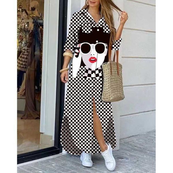 women maix dresses printed long sleeved casual dress button pocket long skirt, Black;gray
women maix dresses printed long sleeved casual dress button pocket long skirt, Black;gray