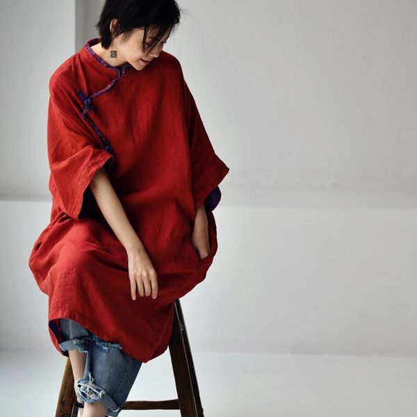 dresses micoco q7781c literary and art retro chinese style inclined front bumps color rough edge stitching loose stand collar dress, Black;gray
dresses micoco q7781c literary and art retro chinese style inclined front bumps color rough edge stitching loose stand collar dress, Black;gray