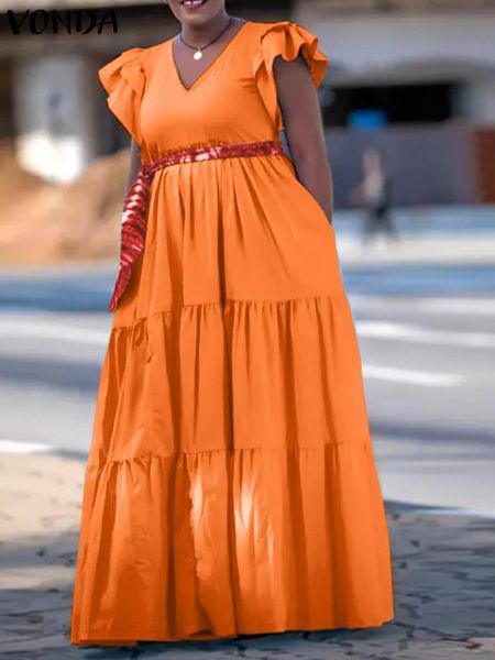 dresses summer party maxi dress vonda 2022 women short sleeve v neck long maxi dresses ruffled cuff holiday party sundress femininas, Black;gray
dresses summer party maxi dress vonda 2022 women short sleeve v neck long maxi dresses ruffled cuff holiday party sundress femininas, Black;gray