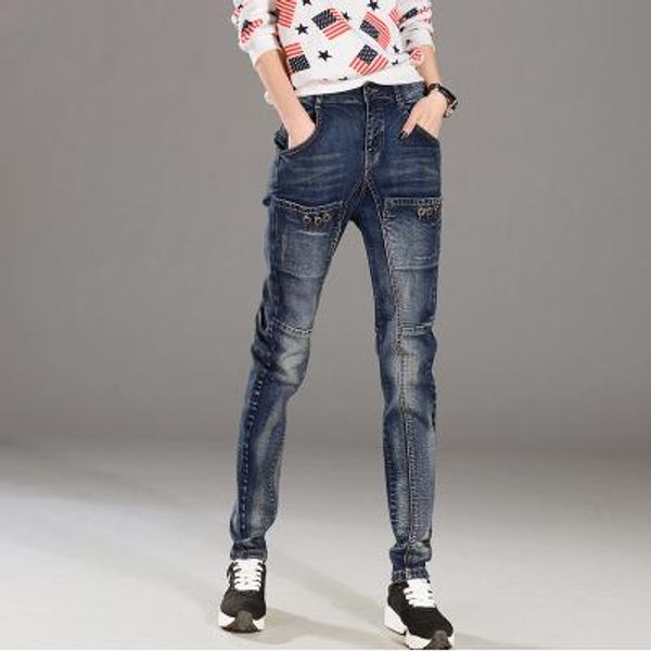 jeans women's fleece warm denim harem pants big pockets jeans retor lady boyfriend jeans loose casual hip hop collapse harem trousers, Blue
jeans women's fleece warm denim harem pants big pockets jeans retor lady boyfriend jeans loose casual hip hop collapse harem trousers, Blue