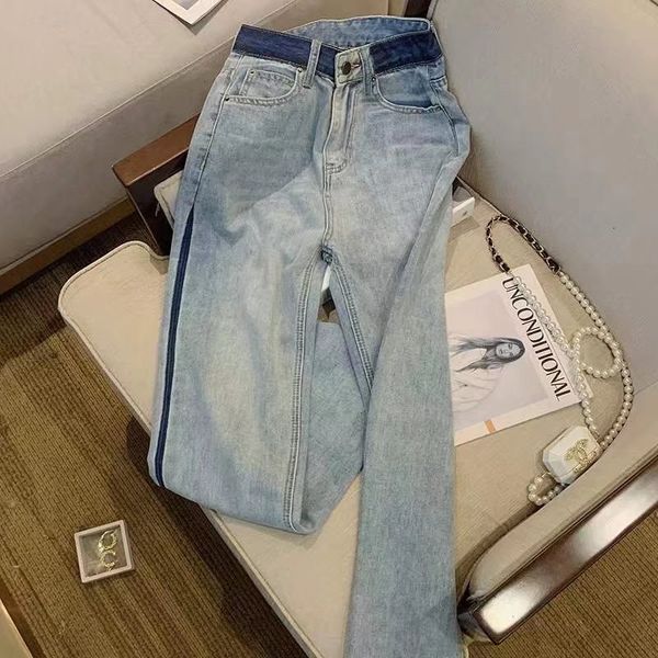 women's jeans contrast color high waisted korean fashion 2023 straight wide leg casual denim pants streetwear side stripe 230418, Blue
women's jeans contrast color high waisted korean fashion 2023 straight wide leg casual denim pants streetwear side stripe 230418, Blue