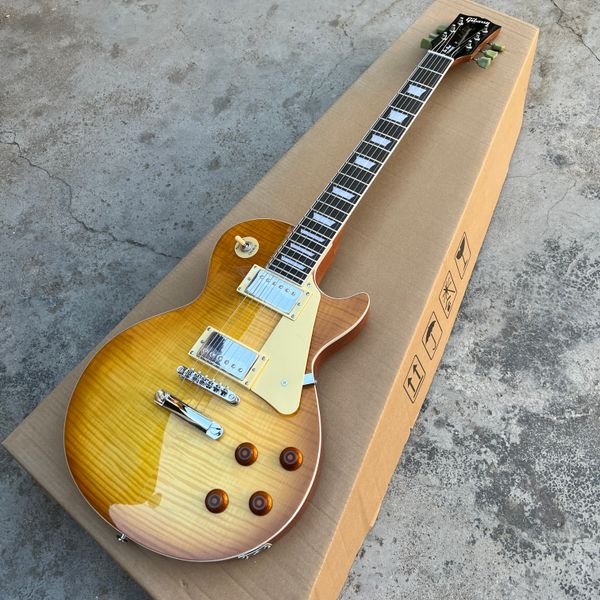 custom electric guitarrosewood fingerboard 2 humbucking pickups tobacco burst color maple top
custom electric guitarrosewood fingerboard 2 humbucking pickups tobacco burst color maple top