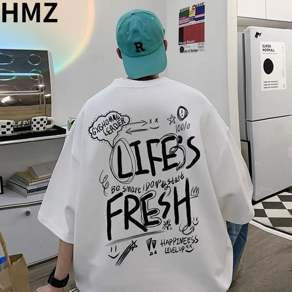 men's tshirts hmz american street graffiti half sleeved men oversize tees students summer loose fashion hip hop t shirt high couple tos, White;black
men's tshirts hmz american street graffiti half sleeved men oversize tees students summer loose fashion hip hop t shirt high couple tos, White;black