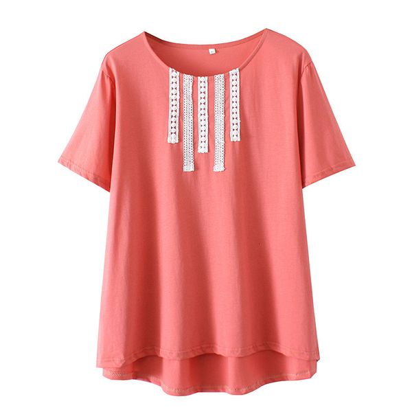 women's t-shirt plus size women t-shirt cotton lace summer casual short sleeve tees asymmetrical length 230418, White
women's t-shirt plus size women t-shirt cotton lace summer casual short sleeve tees asymmetrical length 230418, White