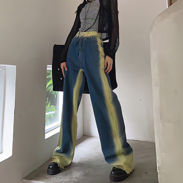 women's jeans high waisted vintage y2k pants baggy blue jean streetwear harajuku contrast color gradient casual wide leg denim trousers
women's jeans high waisted vintage y2k pants baggy blue jean streetwear harajuku contrast color gradient casual wide leg denim trousers