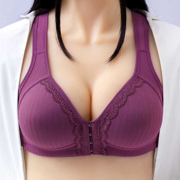 women cotton new vest-type middle-aged and elderly solid color large size without steel ring front button seamless underwear bra, Red;black
women cotton new vest-type middle-aged and elderly solid color large size without steel ring front button seamless underwear bra, Red;black