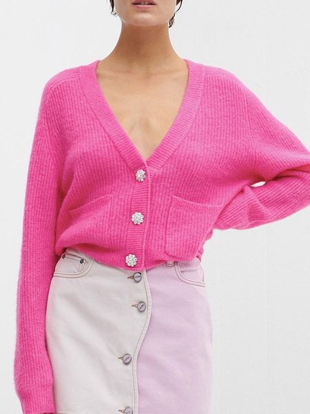 sweaters early autumn women vneck knit cardigan 2022 new ladies long sleeve crystal buckle singlebreasted sweater with pockets, White;black
sweaters early autumn women vneck knit cardigan 2022 new ladies long sleeve crystal buckle singlebreasted sweater with pockets, White;black
