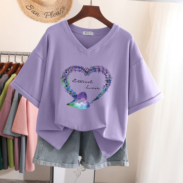 women's t-shirt 100% cotton l-6xl t shirt plus size tshirt short sleeve women summer heart print couple v neck oversized t shirts 23041, White
women's t-shirt 100% cotton l-6xl t shirt plus size tshirt short sleeve women summer heart print couple v neck oversized t shirts 23041, White