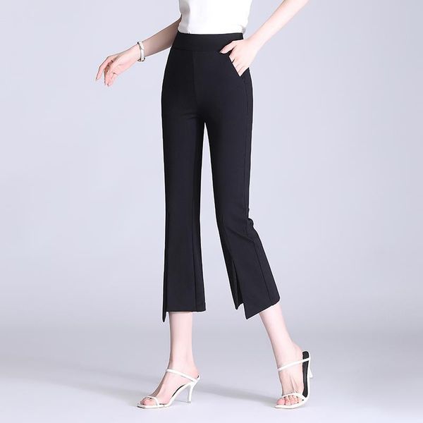 capris black flare pants high waist slim female trousers capris split suit cut pants lady fashion bell bottom leggings trousers elastic, Black;white
capris black flare pants high waist slim female trousers capris split suit cut pants lady fashion bell bottom leggings trousers elastic, Black;white