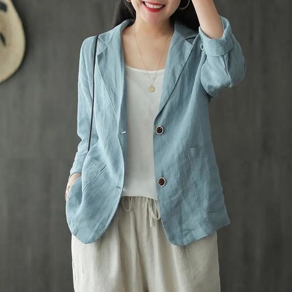 women's suits blazer's jacket spring summer cotton linen female blazer solid color long sleeved fashion casual blazers for women 2, White;black
women's suits blazer's jacket spring summer cotton linen female blazer solid color long sleeved fashion casual blazers for women 2, White;black