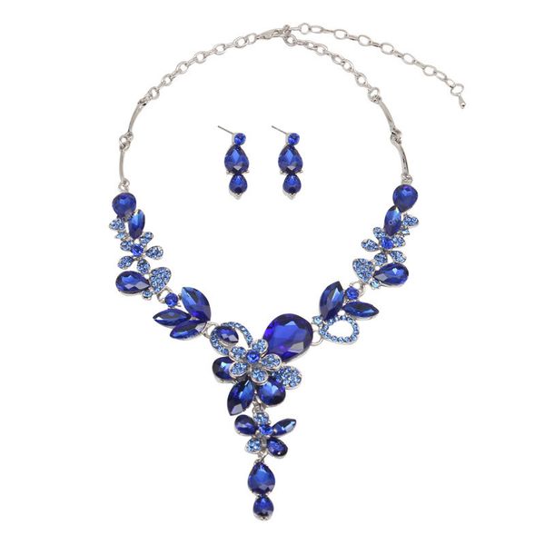 luxury big blue water drop flower crystal bridal jewelry sets women statement gold color necklace earrings set for wedding fashion jewelryje, Silver
luxury big blue water drop flower crystal bridal jewelry sets women statement gold color necklace earrings set for wedding fashion jewelryje, Silver