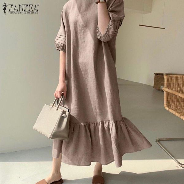dresses zanzea fashion women o neck 3/4 sleeve sundress summer dress elegant solid loose ruffe hem vestidos robe femme party dresses, Black;gray
dresses zanzea fashion women o neck 3/4 sleeve sundress summer dress elegant solid loose ruffe hem vestidos robe femme party dresses, Black;gray