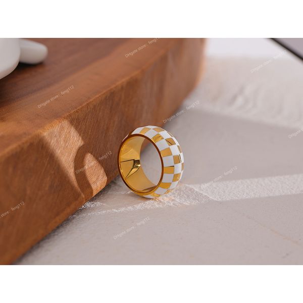 enamel checkered round ring 316l stainless steel metal charm finger ring for women jewelry bague acier inoxydable gift fashion jewelryrings, Golden;silver
enamel checkered round ring 316l stainless steel metal charm finger ring for women jewelry bague acier inoxydable gift fashion jewelryrings, Golden;silver