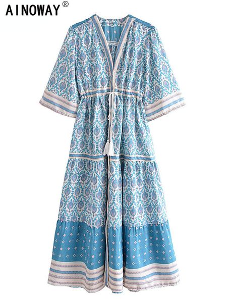 dresses vintage chic women floral print bat sleeve beach bohemian maxi sundress ladies v neck tassel summer boho dress vestidos, Black;gray
dresses vintage chic women floral print bat sleeve beach bohemian maxi sundress ladies v neck tassel summer boho dress vestidos, Black;gray