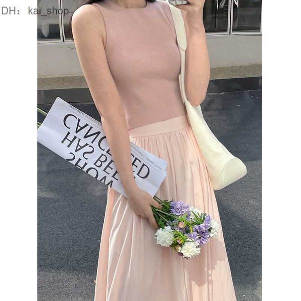 casual dresses yoomini 2023 spring new korean round neck simple style slim fit inner wear knitted tank for 21, Black;gray
casual dresses yoomini 2023 spring new korean round neck simple style slim fit inner wear knitted tank for 21, Black;gray