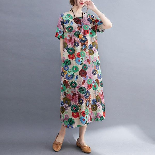 dresses anteef short sleeve cotton linen vintage floral dresses for women casual loose long summer dress elegant clothes 2022, Black;gray
dresses anteef short sleeve cotton linen vintage floral dresses for women casual loose long summer dress elegant clothes 2022, Black;gray