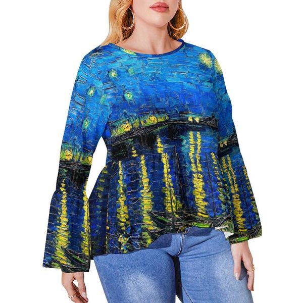 t-shirt van gogh tshirt starry night over the rhone funny ruffled tshirts woman casual tshirt plus size printed birthday gift, Black
t-shirt van gogh tshirt starry night over the rhone funny ruffled tshirts woman casual tshirt plus size printed birthday gift, Black