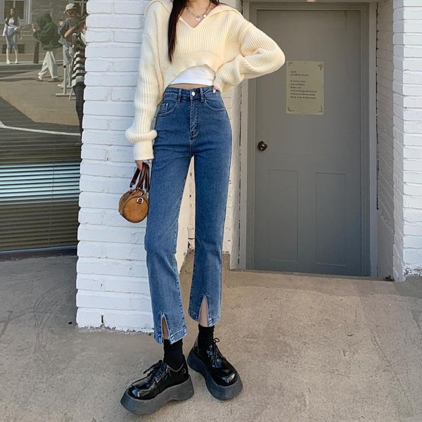 jeans dd2749 new korean retro highwaisted straightleg slim stretch denim trousers, Blue
jeans dd2749 new korean retro highwaisted straightleg slim stretch denim trousers, Blue