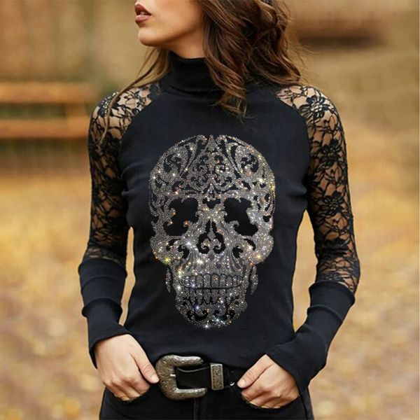 women's t-shirt spring skull drill print ladies t-shirt solid lace women tshirt y2k gothic tee long sleeve patchwork clothes 230418, White
women's t-shirt spring skull drill print ladies t-shirt solid lace women tshirt y2k gothic tee long sleeve patchwork clothes 230418, White