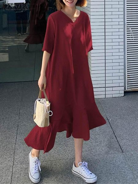 dresses women elegant ruffles hem sundress zanzea fashion summer v neck half sleeve midcalf dress casual solid loose beach vestido robe, Black;gray
dresses women elegant ruffles hem sundress zanzea fashion summer v neck half sleeve midcalf dress casual solid loose beach vestido robe, Black;gray