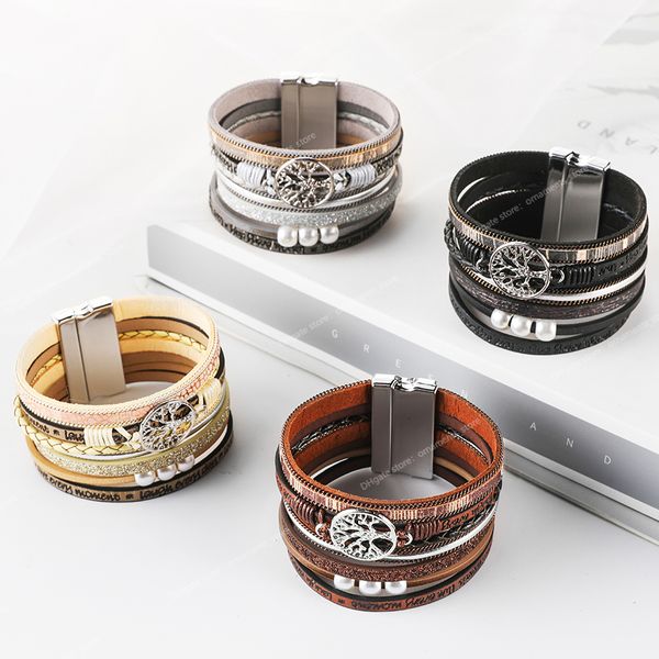 leather wrap bracelet for women charm pearl magnet buckle bracelet life of tree bohemian bracelet for women manchette fashion jewelrybracele, Black
leather wrap bracelet for women charm pearl magnet buckle bracelet life of tree bohemian bracelet for women manchette fashion jewelrybracele, Black