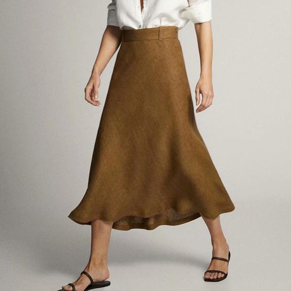 dresses solid ruffles linen women's midi skirts autumn 2021 elegant high waist slim aline skirt female caramel casual office lady skirt, Black;gray
dresses solid ruffles linen women's midi skirts autumn 2021 elegant high waist slim aline skirt female caramel casual office lady skirt, Black;gray