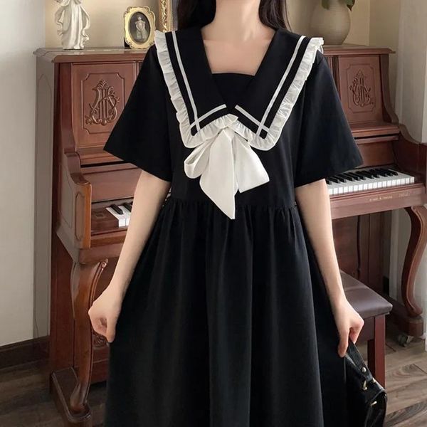 dresses large size 6xl 150kg summer women long black dress short sleeve sailor collar loose high waist dresses ladies casual large dress, Black;gray
dresses large size 6xl 150kg summer women long black dress short sleeve sailor collar loose high waist dresses ladies casual large dress, Black;gray