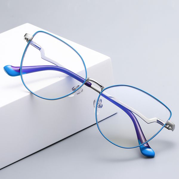 sunglasses frames trending blue light blocking women's metal glasses frame with spring hinges female anti radiation protection eyeglass, Silver
sunglasses frames trending blue light blocking women's metal glasses frame with spring hinges female anti radiation protection eyeglass, Silver